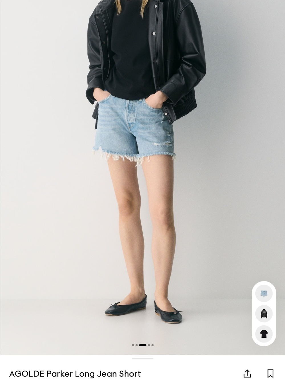 Agolde Light Blue Distressed Parker Jean Shorts